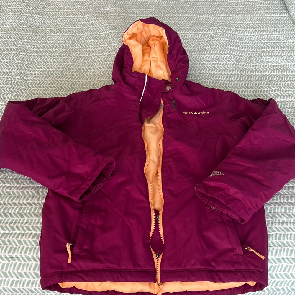 Columbia Maroon and Peach Hooded Jacket